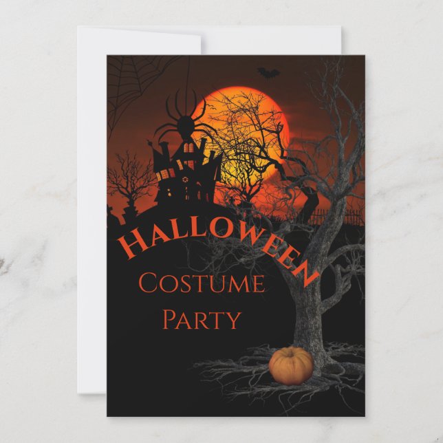 Pleine lune de feu Halloween Fête Invitation (Devant)