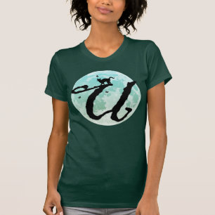 Pleine lune et Cat U Monogramme initial T-shirt