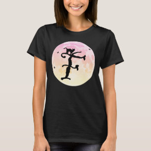 Pleine lune et chat F Monogramme initial T-shirt
