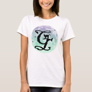 Pleine lune et chat G Monogramme initial T-shirt