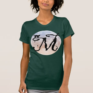 Pleine lune et chat M Monogramme initial T-shirt