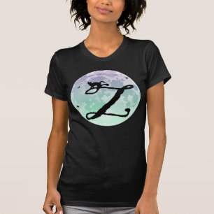 Pleine lune et chat Z Monogramme initial T-shirt