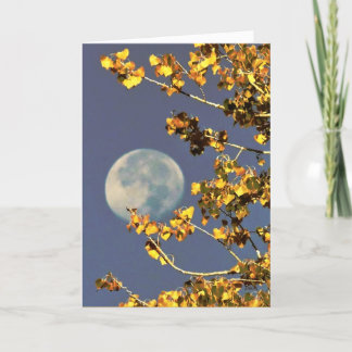Pleine lune et Feuilles d'automne Carte de voeux