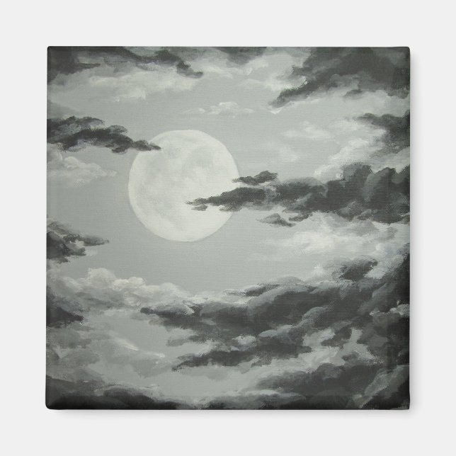 Pleine lune et nuageux Sky Magnet (Devant)