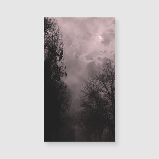 Pleine lune Red Haunted Sky et Ravens Carte de vis (Devant)