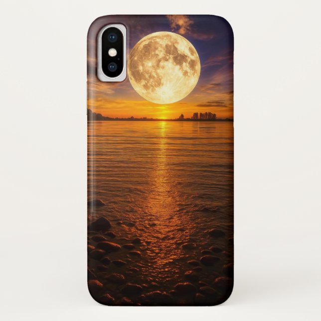Pleine lune sur Tranquil Lake Coque mobile (Dos)