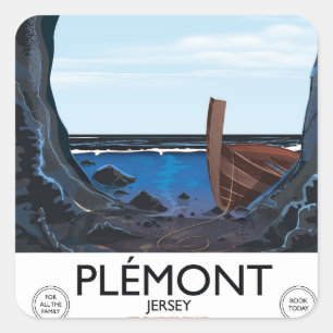 Plémont Caves,Jersey vintage travel poster Square Sticker