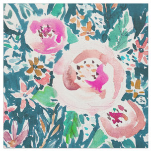 PLENITUDE Floral Colourful Boho Watercolor Fabric