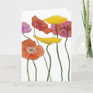 Plentiful Colourful Poppies Easter Card