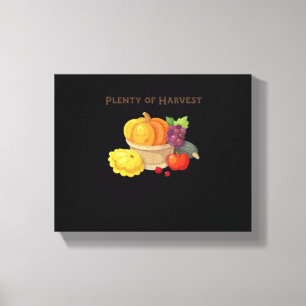 Plenty of Harvest – Autumn Basket of Produce Illus Canvas Print