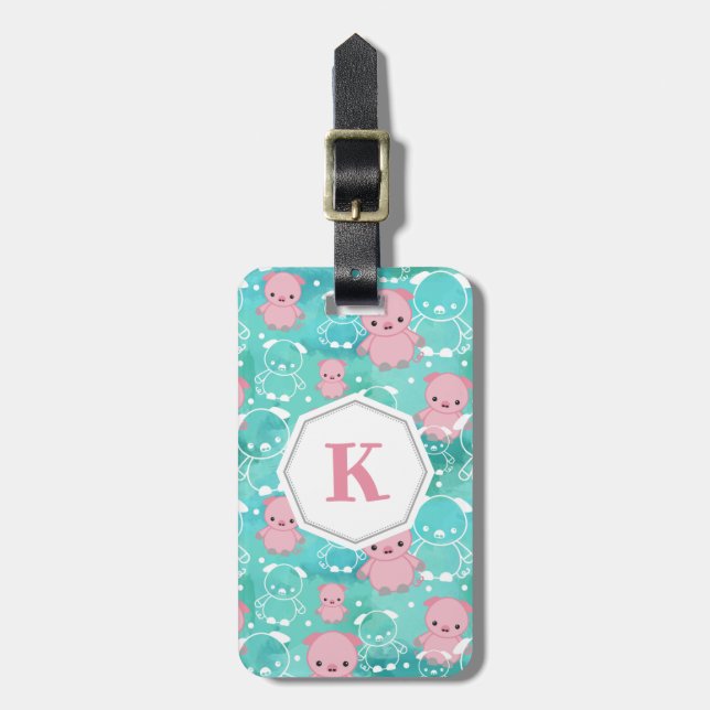 Plenty of Pigs - Monogrammed Luggage Tag (Front Vertical)