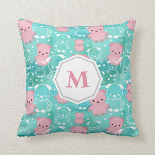 Plenty of Pigs - Monogrammed Throw Pillow