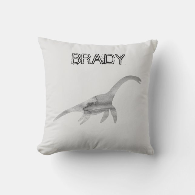 Plesiosaurus Dinosaur Custom Name Throw Pillow (Front)