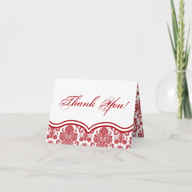Pliage Carte de remerciements rouge Crimso blanc D (Devant)
