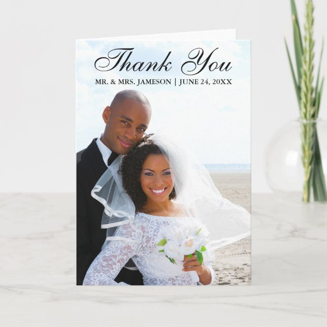 Plié photo Mariage de Merci de script élégant (Devant)