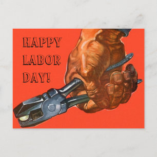Pliers in Hand tool Happy Labour Day worker PCs Holiday Postcard