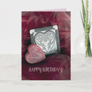 Pliez la carte de vœux rose ANNIVERSAIRE cœurs ajo