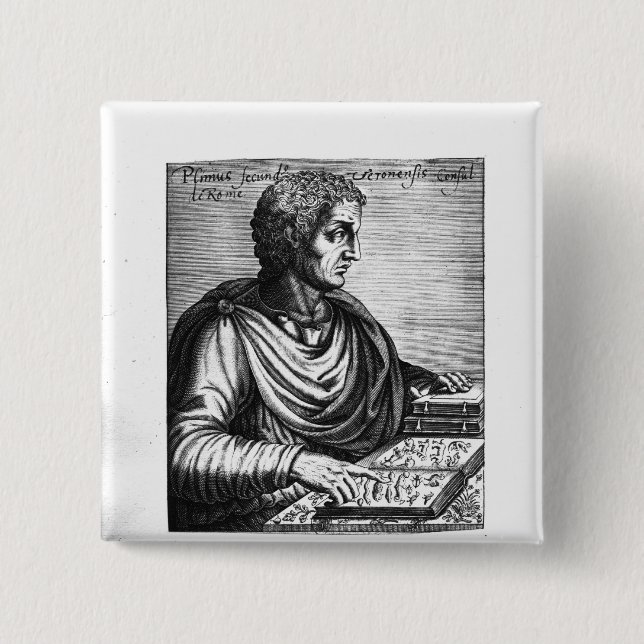 Pliny the Elder 2 Inch Square Button (Front)