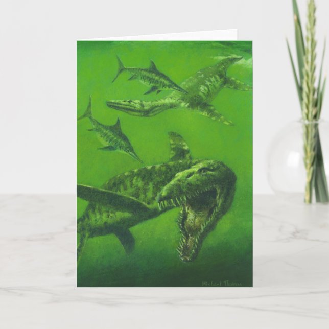 Pliosaur Dinosaur Greetings Card (Front)