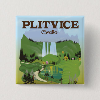 Plitvice Croatia travel poster 2 Inch Square Button