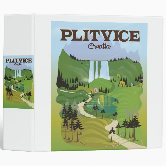 Plitvice Croatia travel poster Binder (Front/Spine)