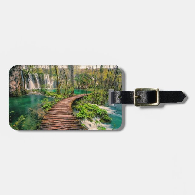 Plitvice Lakes National Park Croatia stylized Luggage Tag (Front Horizontal)