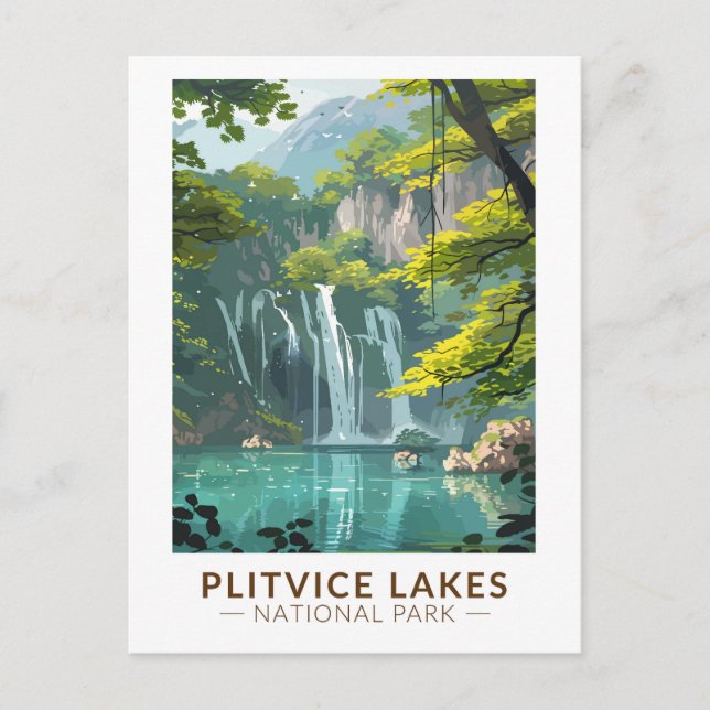 Plitvice Lakes National Park Travel Art Vintage Postcard (Front)