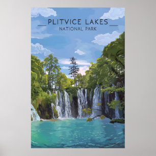Plitvice Lakes National Park Travel Poster Croatia