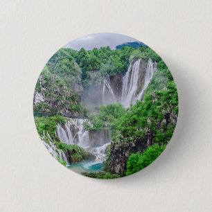 Plitvice lakes waterfall 2 inch round button