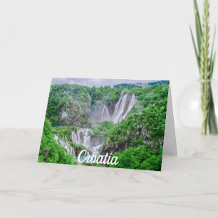 Plitvice lakes waterfall holiday card