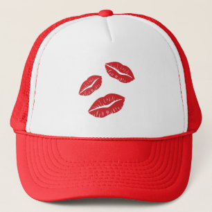 PLKR LOVE KISSES RED LIPS SMILES TRUCKER HAT