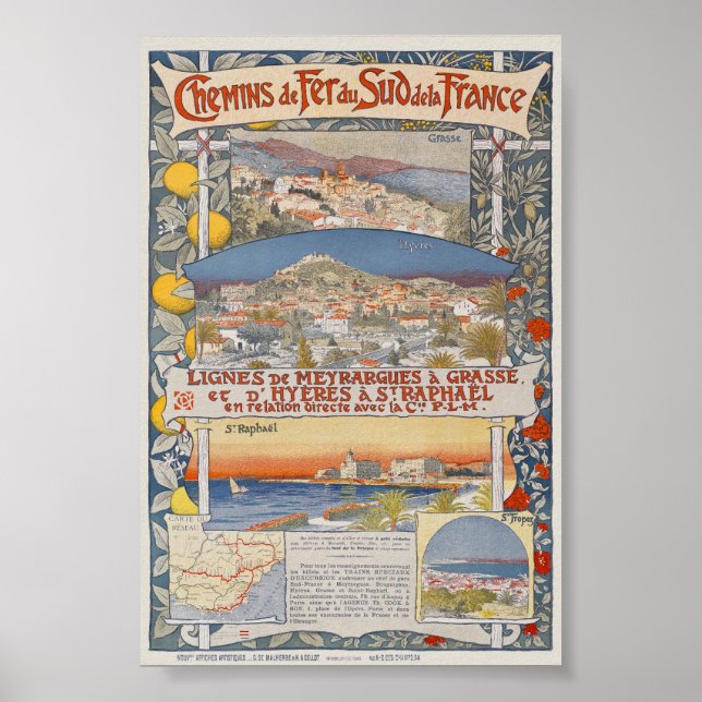 PLM Lignes de Meyrargues a Grasse Vintage Poster (Front)