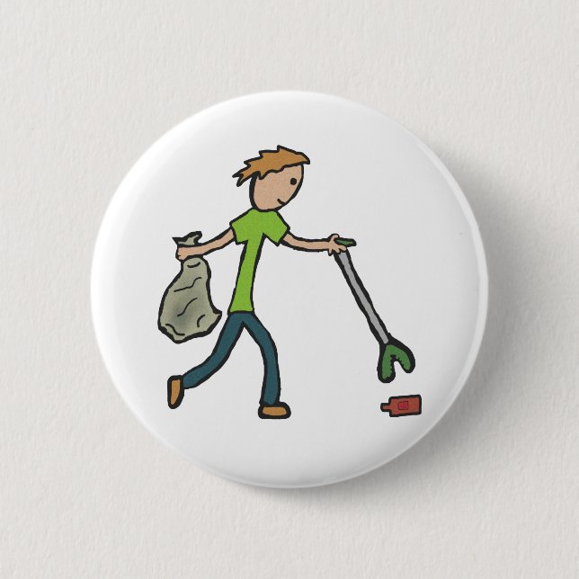 Plogging and Litter Picking 2 Inch Round Button (Front)