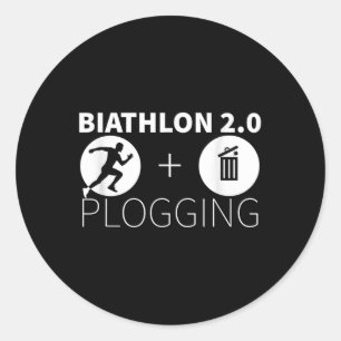 Plogging Biathlon 2.0 Jogging And Environmental Pr Classic Round Sticker
