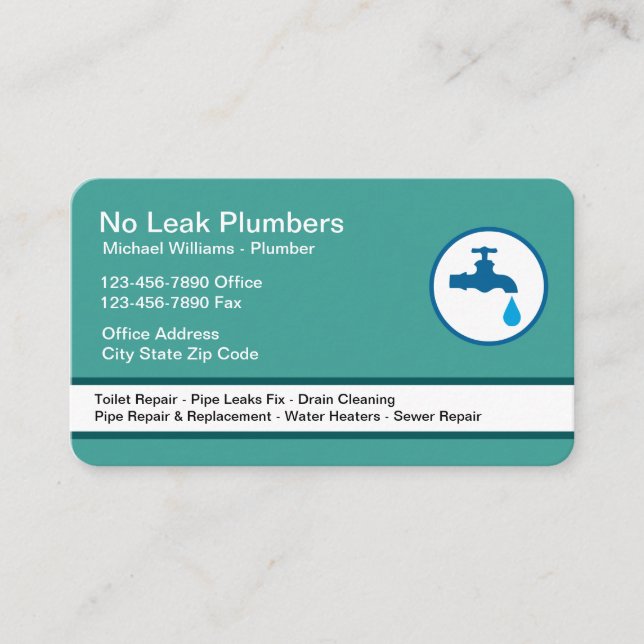 Plomber moderne Faucet Emblem Cartes de visite (Devant)
