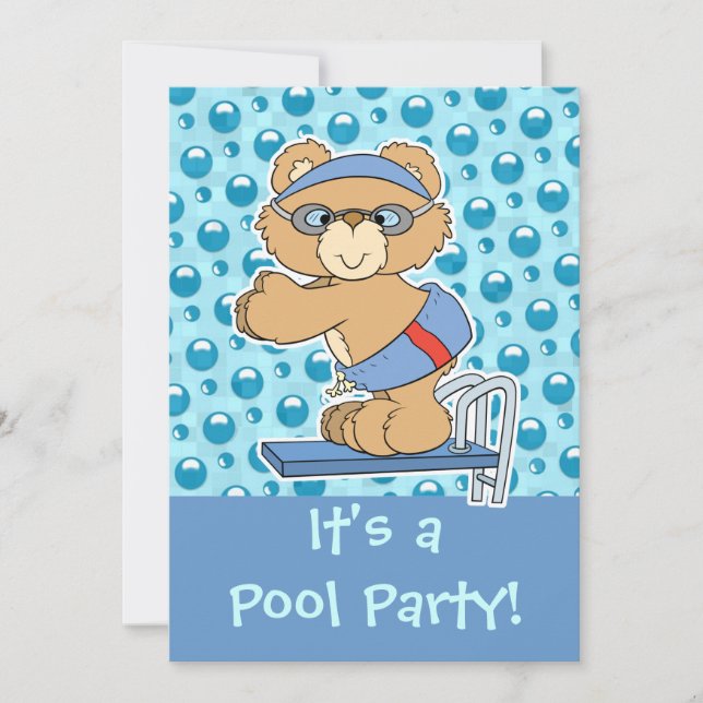 Plongée Teddy Bear Pool Invitation (Devant)
