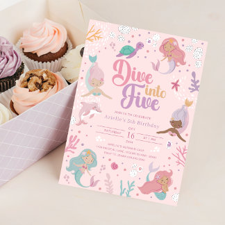 Plongez dans cinq invitations de sirène - Fille ro