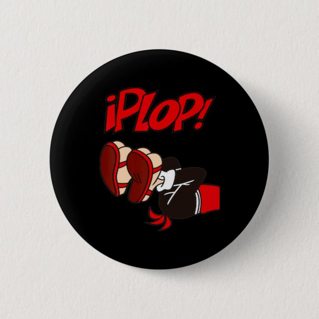 PLOP!  -a historical fall  A Fun comics  Chileans 2 Inch Round Button (Front)