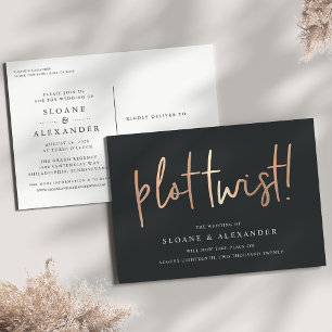 Plot Twist   Modern Copper Wedding Reschedule Announcement Postcard