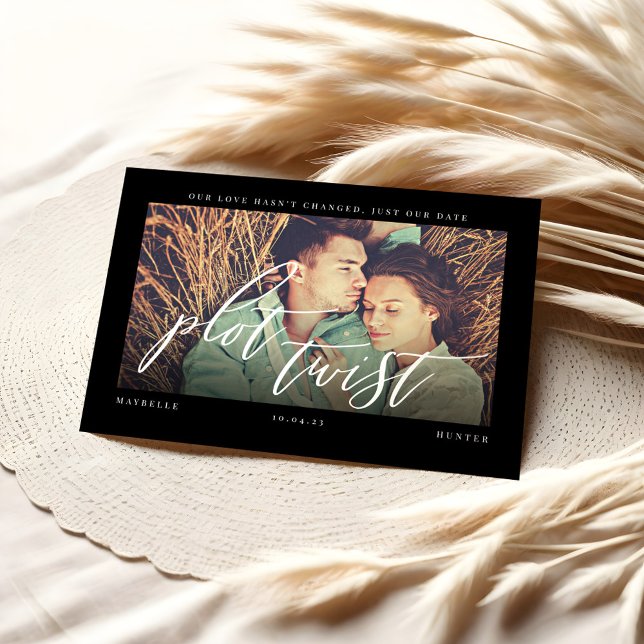 Plot Twist Modern Minimal Calligraphy & Photo Save The Date (Plot Twist Modern Minimal Calligraphy & Photo Save The Date)