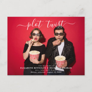 Plot Twist   Wedding Reschedule Announcement Photo Postcard
