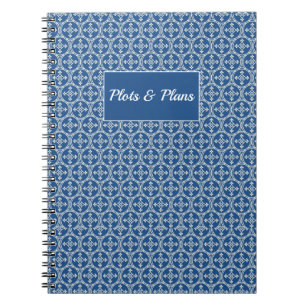Plots and Plans blue Moroccan geometric pattern  Notebook