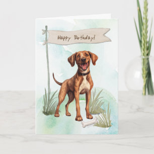 Plott Dog Breed Outdoors Under Birthday Sign Card