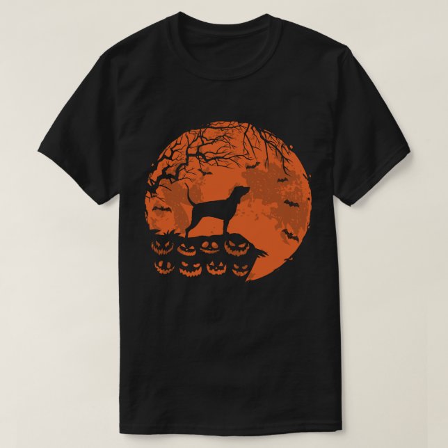 Plott Hound And Moon Halloween Dog Lover Gift T-Shirt (Design Front)