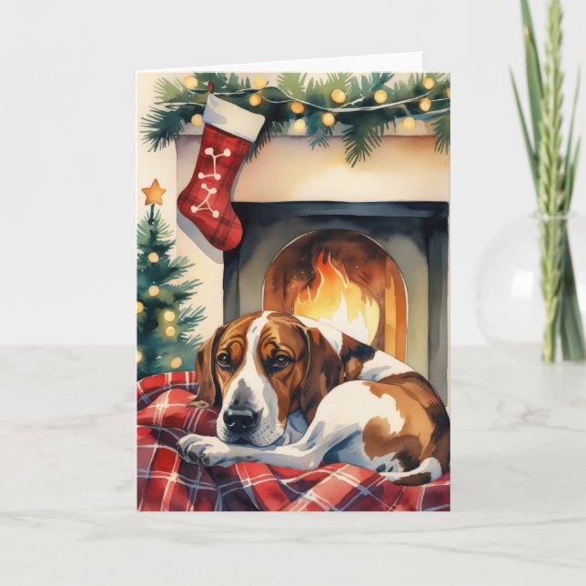 Plott Hound Dog Christmas Greeting Card (Front)