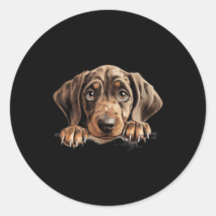 Plott Hound Dog Mom Dad Peeking Puppy Classic Round Sticker