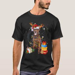 Plott Hound Dog Reindeer Santa Christmas Funny Dog T-Shirt