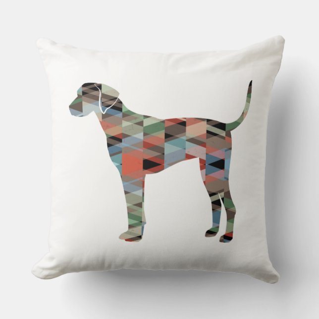 Plott Hound Geometric Pattern Silhouette Plaid Throw Pillow (Front)