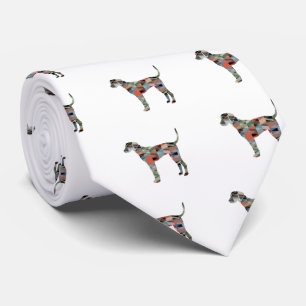 Plott Hound Geometric Pattern Silhouette Plaid Tie