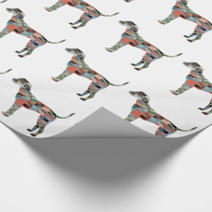 Plott Hound Geometric Pattern Silhouette Plaid Wrapping Paper